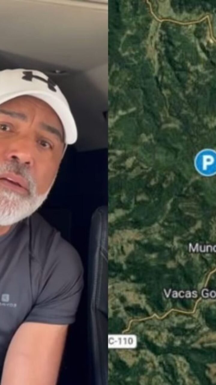 Cantor Rick e mapa da área de buscas na Serra de Santa Catarina