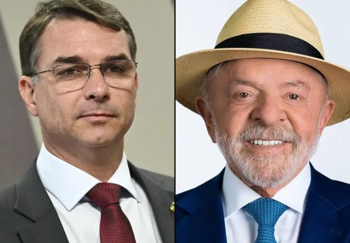 Montagem com Flávio Bolsonaro e Luiz Inácio Lula da Silva