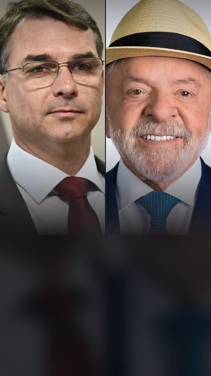 Montagem com Flávio Bolsonaro e Luiz Inácio Lula da Silva