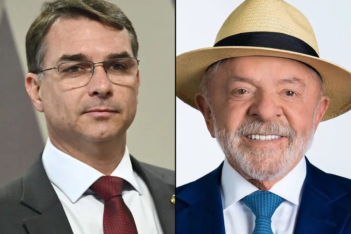 Montagem com Flávio Bolsonaro e Luiz Inácio Lula da Silva