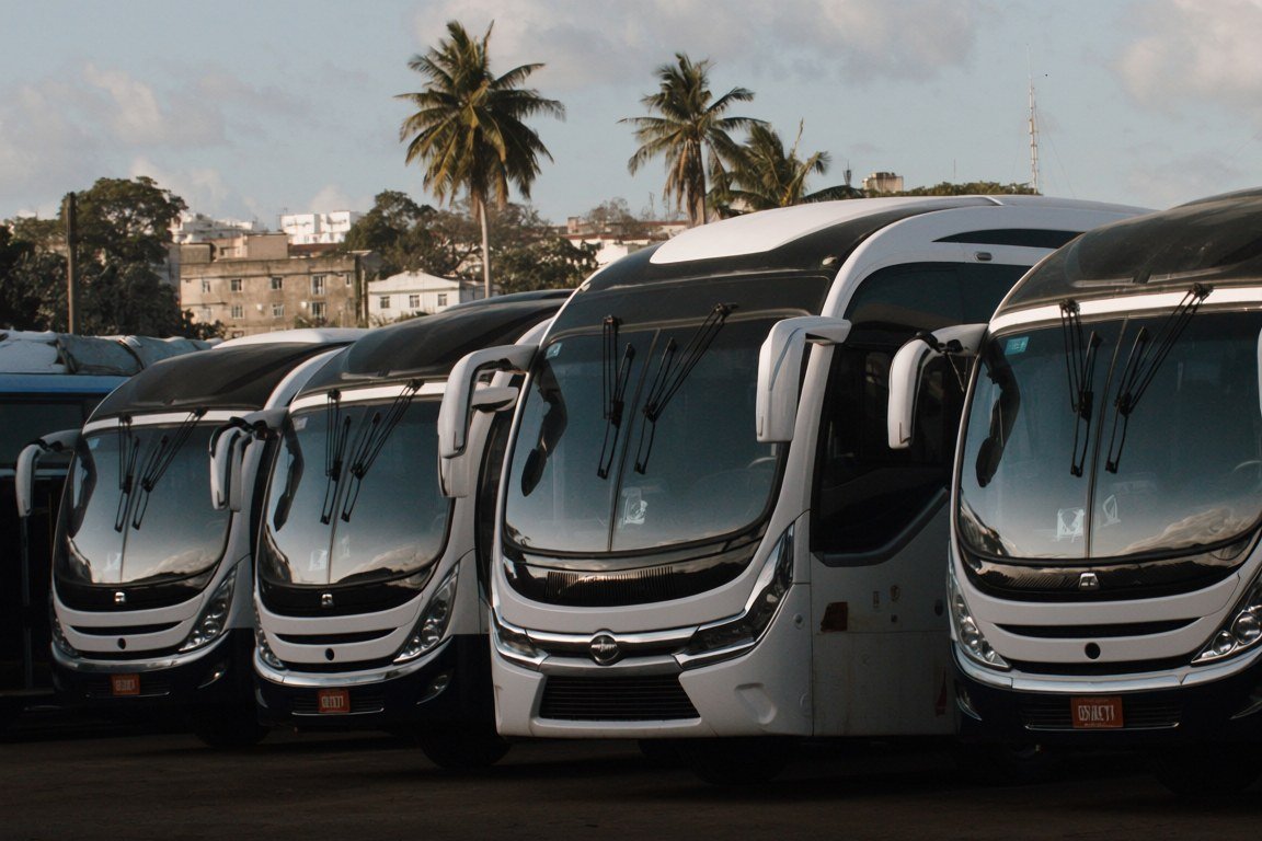 Ônibus estacionados em garagem em Salvador (imagem ilustrativa gerada por IA)