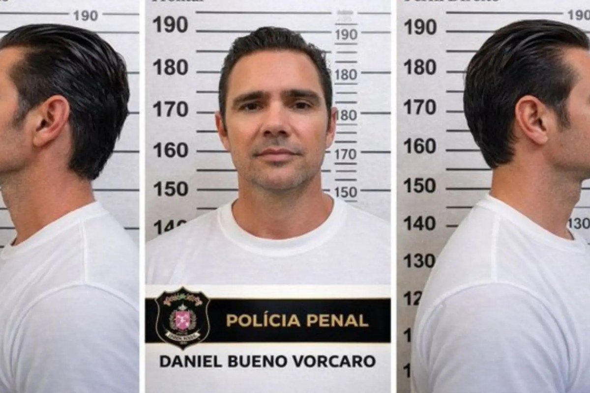 Daniel Vorcaro, ex-banqueiro do Banco Master, em registro da Polícia Penal